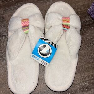 White Slippers with Colorful Bow